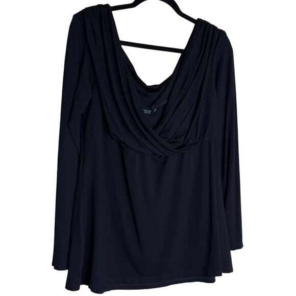 Asos Design Top Womens 18 Black Long Sleeve Surplice Neck Whimsigoth Flattering - Picture 1 of 9